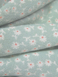 Cambridge Blue/White/Poppy Petal 100% Polyester Small Floral Print Bubble Crepe 59W