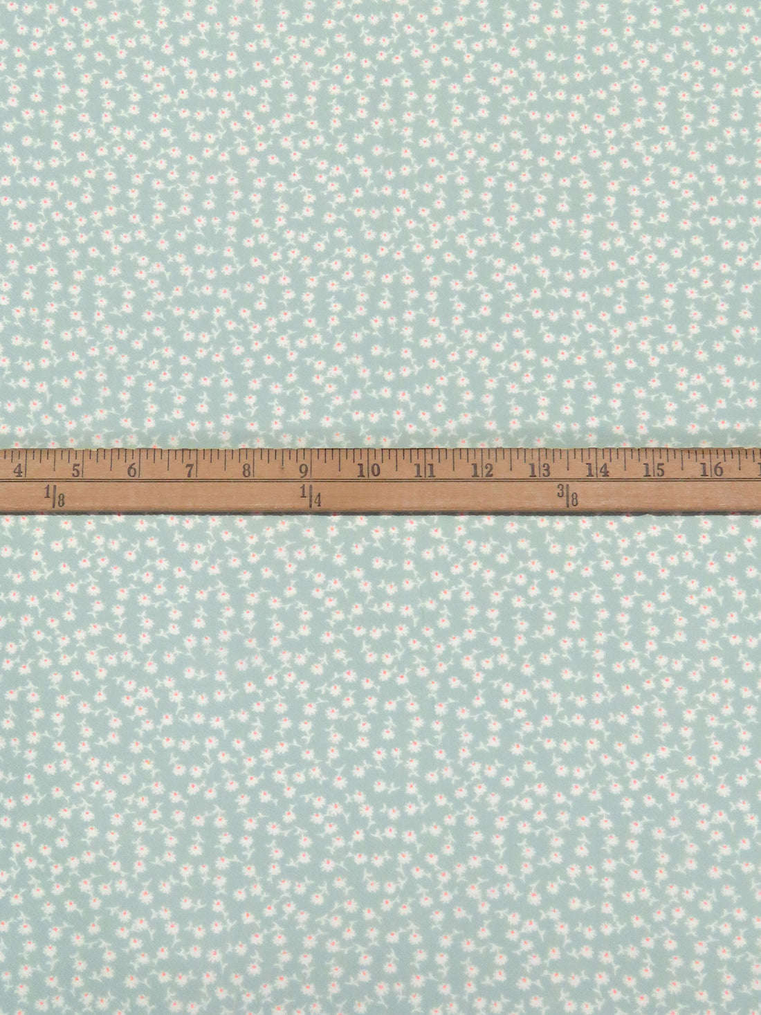 Cambridge Blue/White/Poppy Petal 100% Polyester Small Floral Print Bubble Crepe 59W