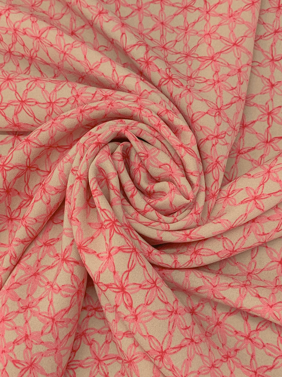 Dark Salmon/Auburn 100% Silk Petal Print Crepe - Ralph Lauren - 54W