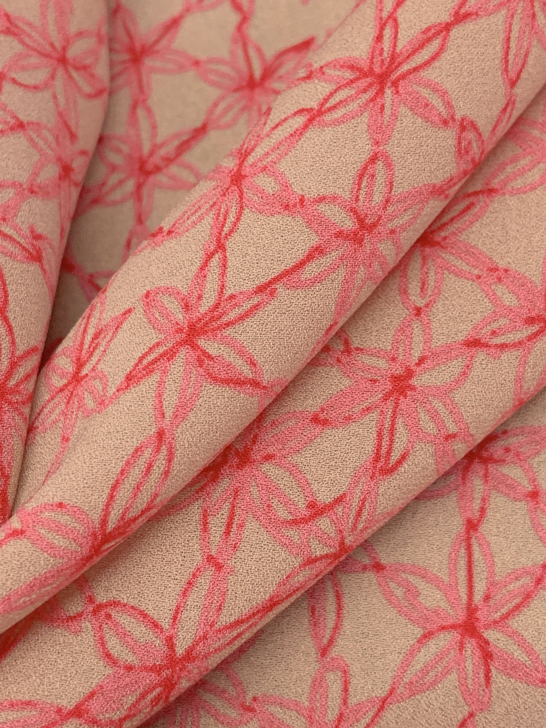 Dark Salmon/Auburn 100% Silk Petal Print Crepe - Ralph Lauren - 54W
