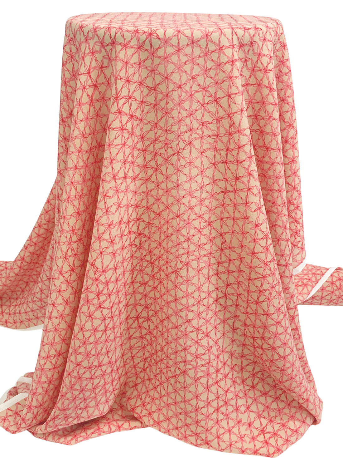 Dark Salmon/Auburn 100% Silk Petal Print Crepe - Ralph Lauren - 54W