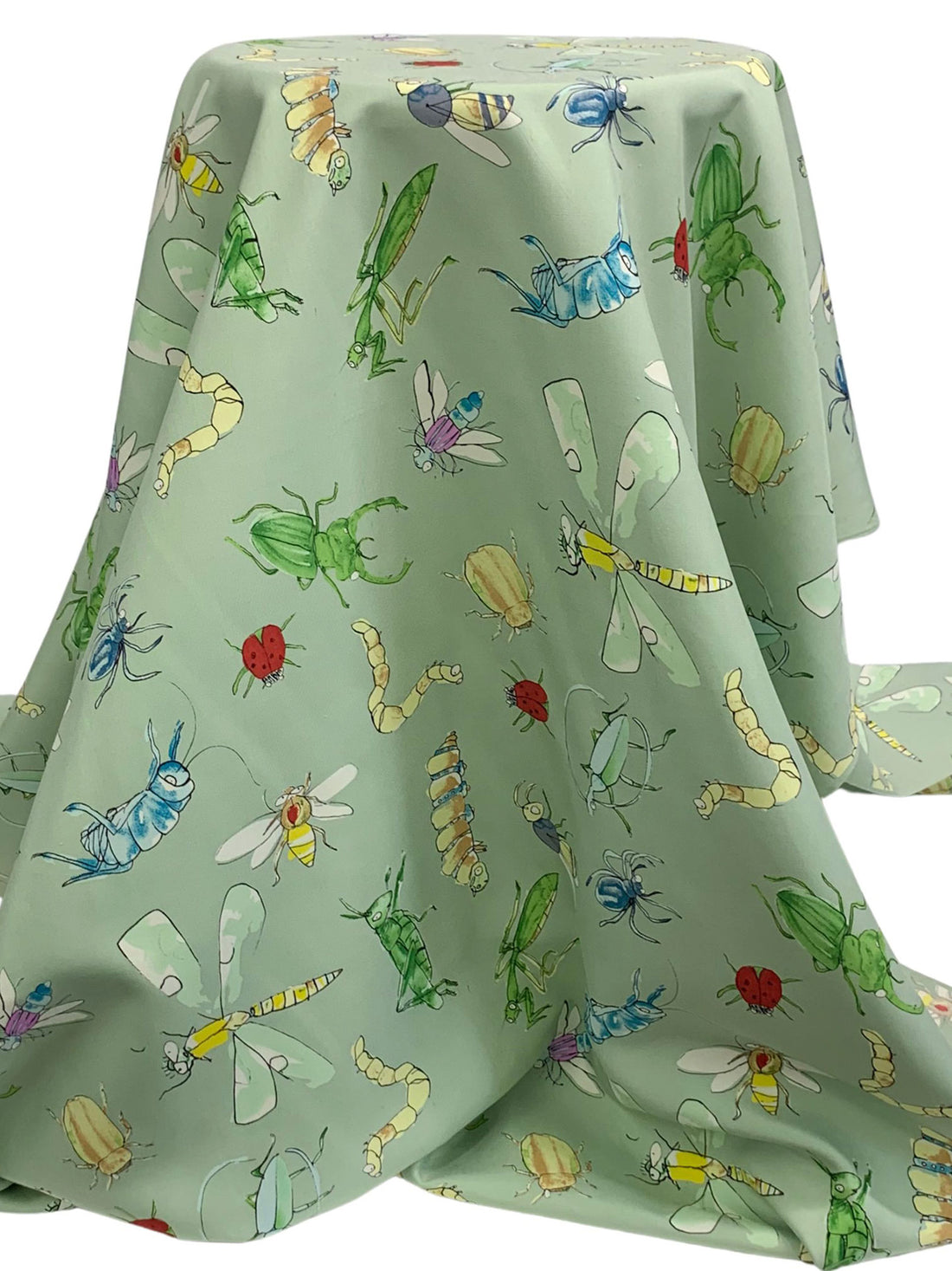 Soft Laurel Green/Medium Carmine/Multi 100% Silk Bugs Print Broadcloth - Ralph Lauren - 44W