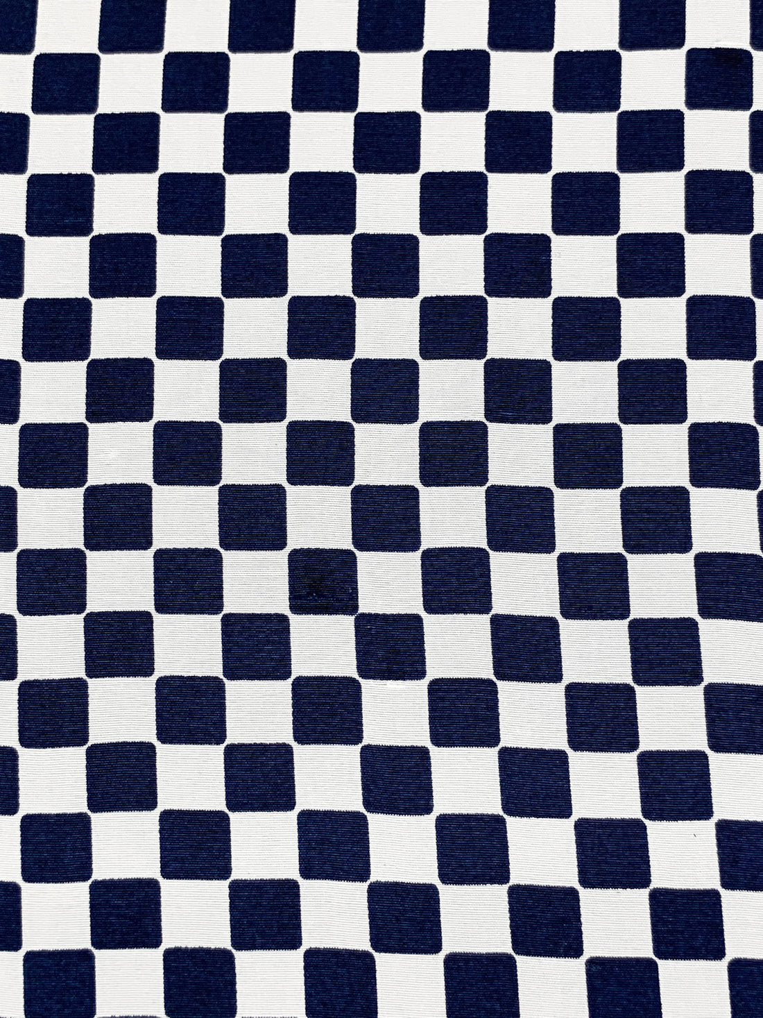Navy/White 100% Silk Checkerboard Print Shantung - Ralph Lauren - 44W