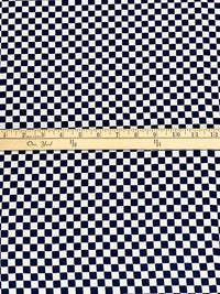 Navy/White 100% Silk Checkerboard Print Shantung - Ralph Lauren - 44W