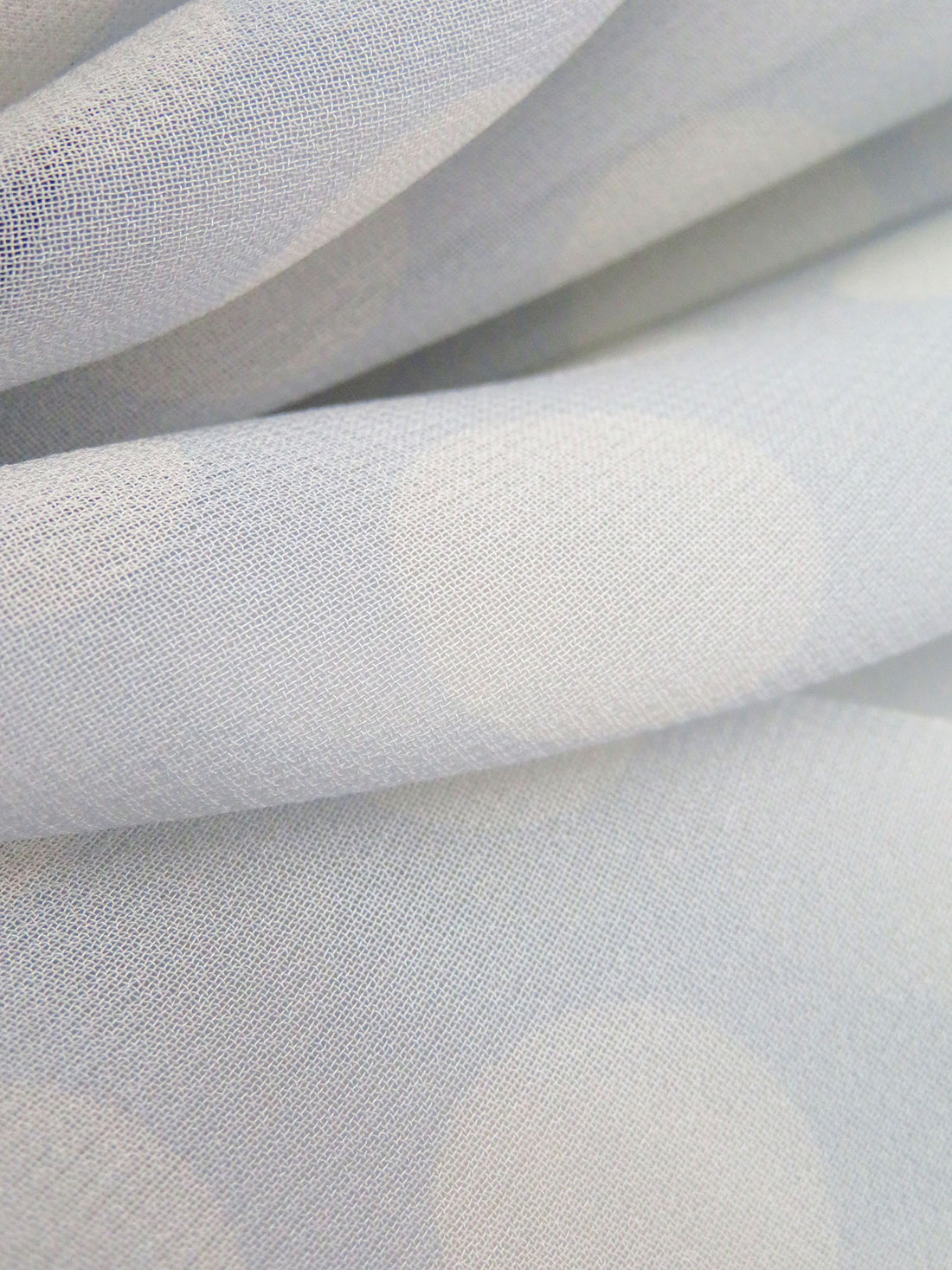 Palest Ice Blue/White 100% Silk Dot Print Georgette - Ralph Lauren - 43W