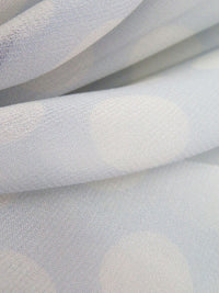 Palest Ice Blue/White 100% Silk Dot Print Georgette - Ralph Lauren - 43W