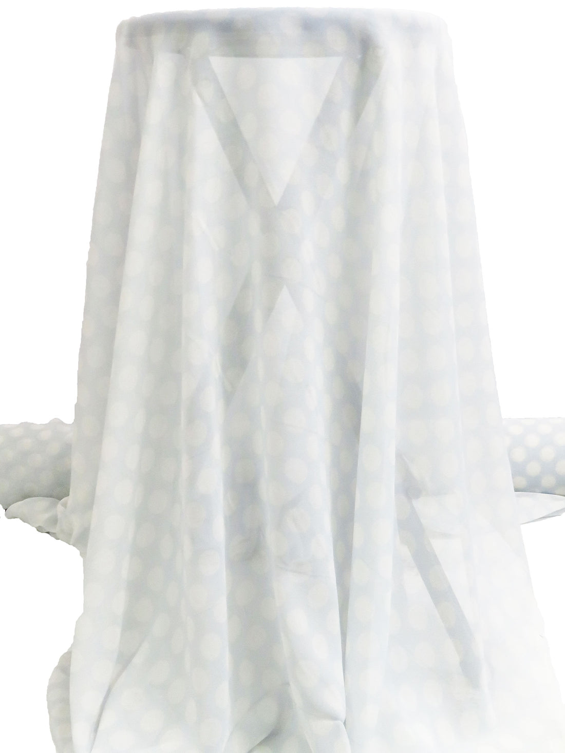 Palest Ice Blue/White 100% Silk Dot Print Georgette - Ralph Lauren - 43W