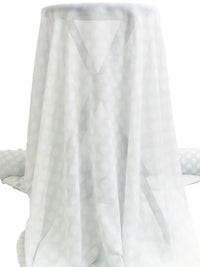 Palest Ice Blue/White 100% Silk Dot Print Georgette - Ralph Lauren - 43W