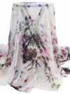 Dark Seaweed/Violet/White/Multi 100% Silk Tie-Dye Print Crepe Chiffon - NY Designer - 52W