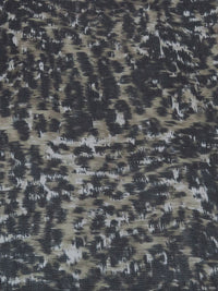 Muted Black/Willow Brown/Glacier Gray 100% Silk Abstract Grunge Print Check Weave Chiffon - NY Designer - 58W