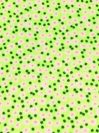 Highlighter Green/Highlighter Pink/Multi 100% Polyester Ditsy Floral Print Crepe Blouse Weight Woven 58W