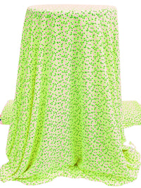 Highlighter Green/Highlighter Pink/Multi 100% Polyester Ditsy Floral Print Crepe Blouse Weight Woven 58W
