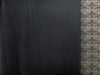 Black/Desert Tan 100% Silk Single Border Floral Print Check Weave Chiffon - NY Designer - 57W