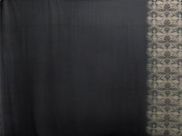 Black/Desert Tan 100% Silk Single Border Floral Print Check Weave Chiffon - NY Designer - 57W