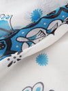 Coconut White/Olympic Blue/Black 100% Silk Double Border Floral Folk Print Chiffon - Nanette Lepore - 53W