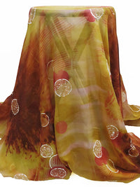 Sunburst Orange/Amber Yellow/White/Multi 100% Silk Abstract Print Chiffon - Matini Collection - 53W