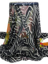 SOLD BY THE PANEL ONLY - Green/Rose/Black/Carrot Spice 100% Silk Large Floral Print Chiffon - NY Designer - 42W