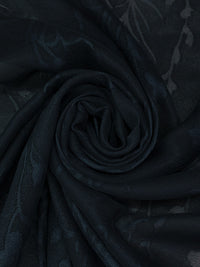 Muted Midnight Navy/Dusty Navy 100% Silk Floral Print Gauze - NY Designer - 44W