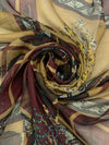 Dark Garnet/Antique Gold 100% Silk Ornate Framework Print Chiffon 50W