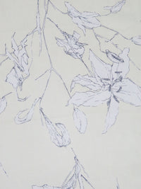 Pale Yellow/White/Black 100% Silk Large Floral Stem Print Chiffon - Ralph Lauren - 44W