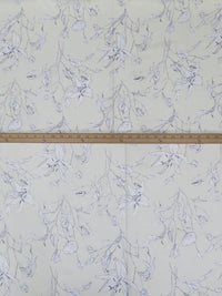 Pale Yellow/White/Black 100% Silk Large Floral Stem Print Chiffon - Ralph Lauren - 44W