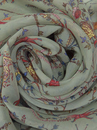 Artichoke/Sunny Yellow/Red Rust/Multi 100% Silk Folk Floral Print Chiffon - Ralph Lauren - 44W