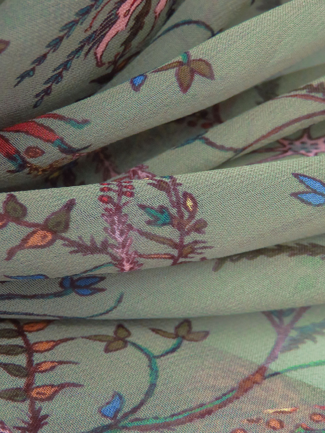 Artichoke/Sunny Yellow/Red Rust/Multi 100% Silk Folk Floral Print Chiffon - Ralph Lauren - 44W
