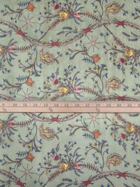 Artichoke/Sunny Yellow/Red Rust/Multi 100% Silk Folk Floral Print Chiffon - Ralph Lauren - 44W