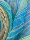 Royal Blue/Lemon/Aqua Green/Taupe 100% Silk Large Overlapping Diamond Print Crepe Chiffon 52W