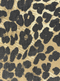 Tan/Black/Muted Cream 100% Silk Animal Print Crinkle Chiffon 52W