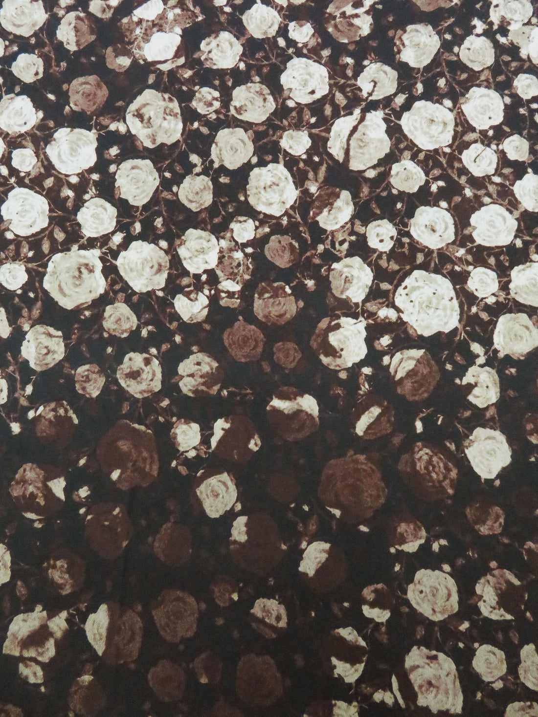 Midnight Espresso Brown/Chantilly Lace/Agreeable Gray/Multi 100% Polyester Ombre Distressed Floral Print Twill Blouse Weight Woven - NY Designer - 56W