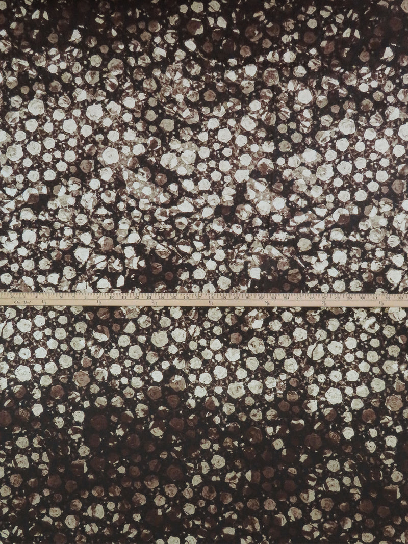 Midnight Espresso Brown/Chantilly Lace/Agreeable Gray/Multi 100% Polyester Ombre Distressed Floral Print Twill Blouse Weight Woven - NY Designer - 56W