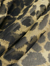 Tan/Black/Muted Cream 100% Silk Animal Print Crinkle Chiffon 52W