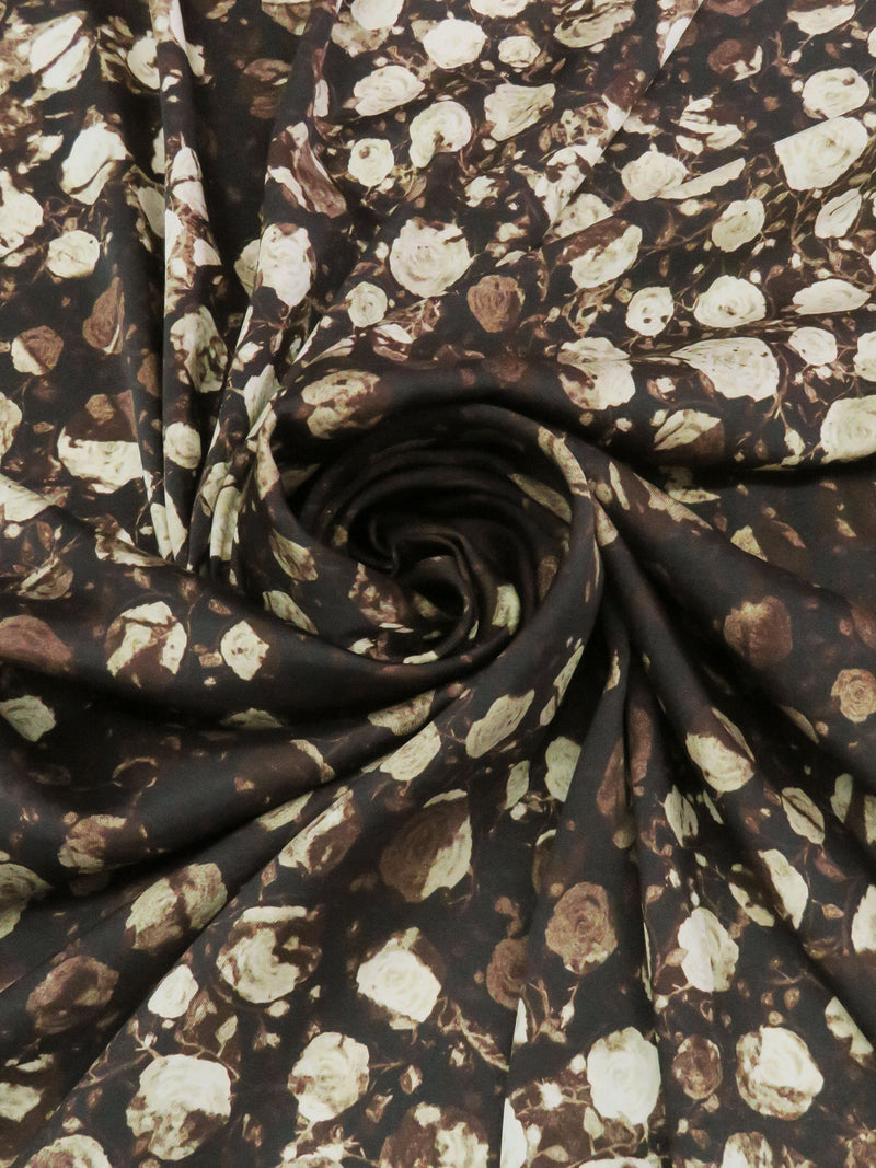 Midnight Espresso Brown/Chantilly Lace/Agreeable Gray/Multi 100% Polyester Ombre Distressed Floral Print Twill Blouse Weight Woven - NY Designer - 56W