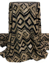 Dusky Brown/Black Rayon/Silk Horizontal Jagged Diamond Burnout Velvet Chiffon 41W