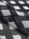 Black/Glacier Gray 100% Silk Check Plaid Print Crepe Chiffon 52W