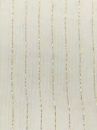 Antique Off-White/Gold Silk/Lurex Vertical Metallic Stripe Crinkle Chiffon - NY Designer - 54W