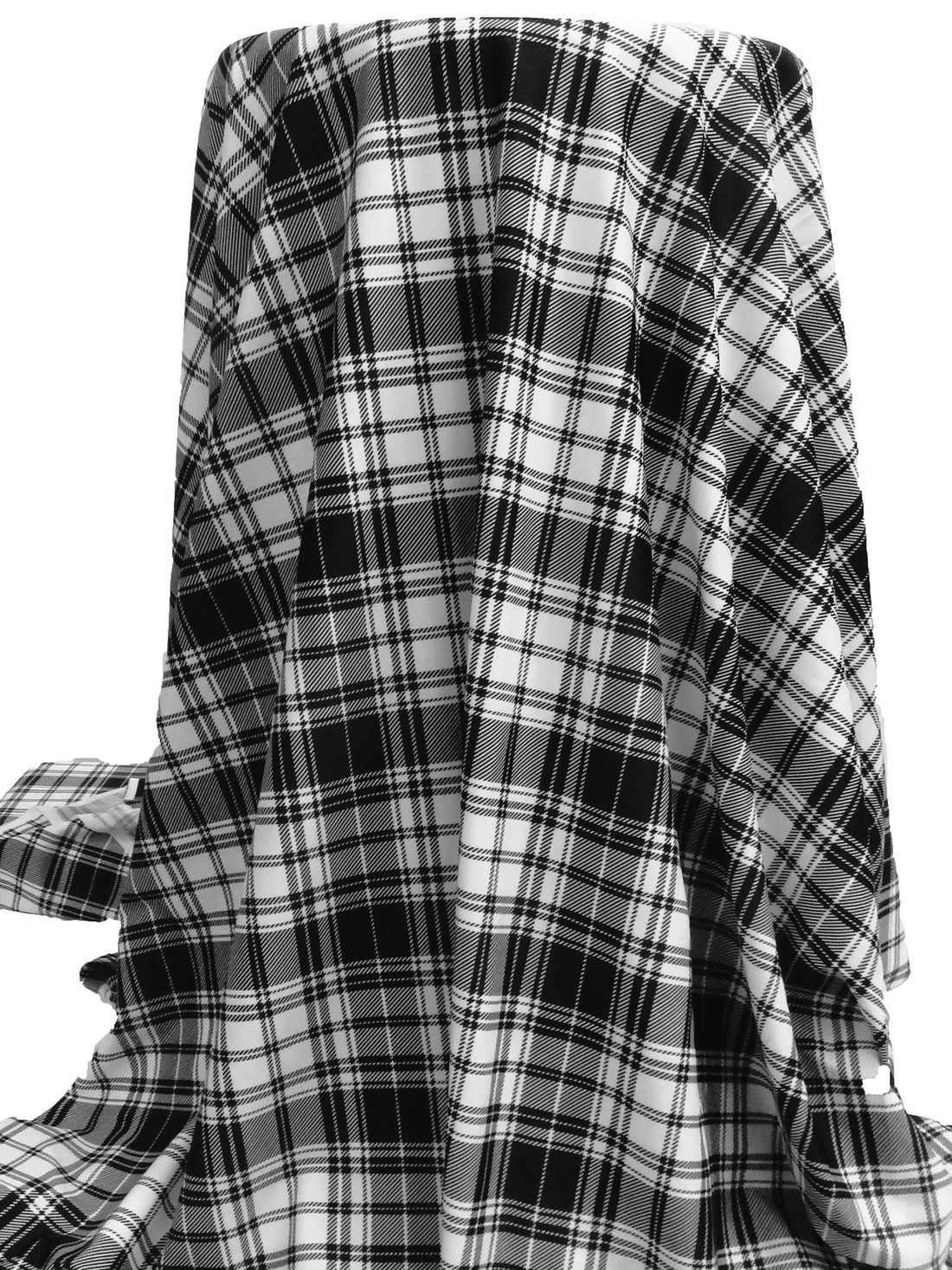 Black/White Nylon/Lycra Plaid Print Swim/Activewear Knit - NY Designer - 62W