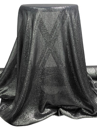 Soft Black/Silver Silk/Lurex Vertical Metallic Stripe Crinkle Chiffon - NY Designer - 54W