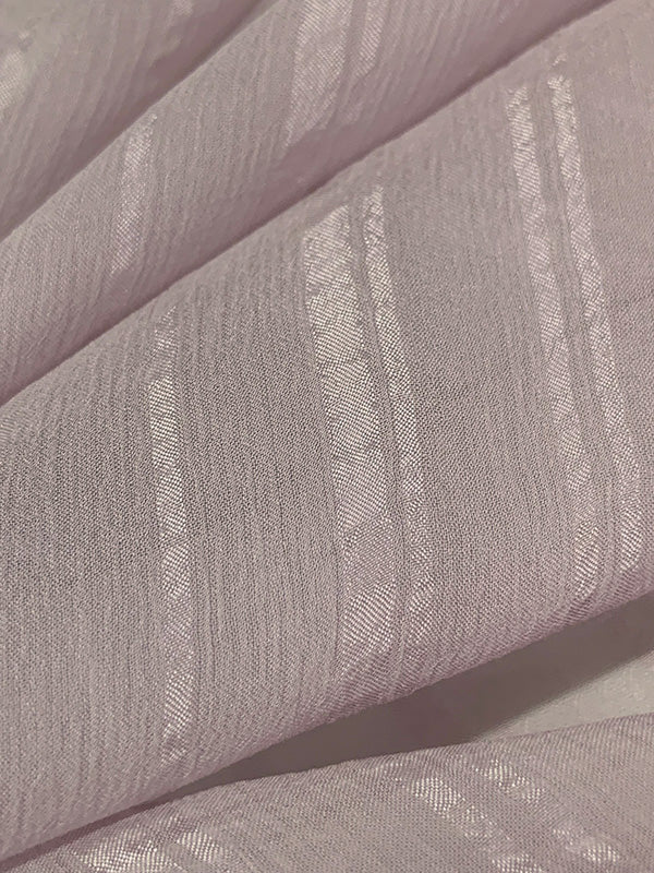 Dusty Warm Lilac 100% Silk Vertical Stripe Crinkle Chiffon - NY Designer - 54W