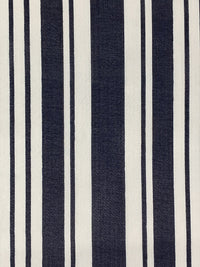 Navy Blue/Alabaster 100% Silk Vertical Multi-Stripe Print Chiffon - NY Designer - 54W