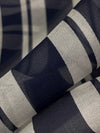 Navy Blue/Alabaster 100% Silk Vertical Multi-Stripe Print Chiffon - NY Designer - 54W