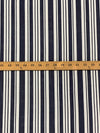 Navy Blue/Alabaster 100% Silk Vertical Multi-Stripe Print Chiffon - NY Designer - 54W