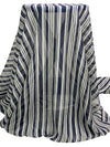 Navy Blue/Alabaster 100% Silk Vertical Multi-Stripe Print Chiffon - NY Designer - 54W