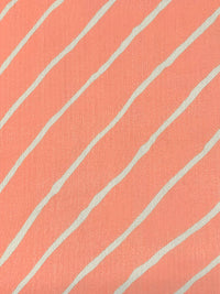 Coral Reef/Off-White 100% Silk Diagonal Stripe Print Chiffon - NY Designer - 44W