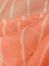 Coral Reef/Off-White 100% Silk Diagonal Stripe Print Chiffon - NY Designer - 44W