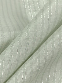 Palest Frosted Laurel/Silver Cotton/Silk/Lurex Vertical Stripe Voile - NY Designer - 54W