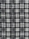 Black/Pale Silver Gray 100% Silk Plaid Print Chiffon 43W