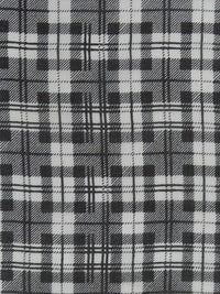 Black/Pale Silver Gray 100% Silk Plaid Print Chiffon 43W