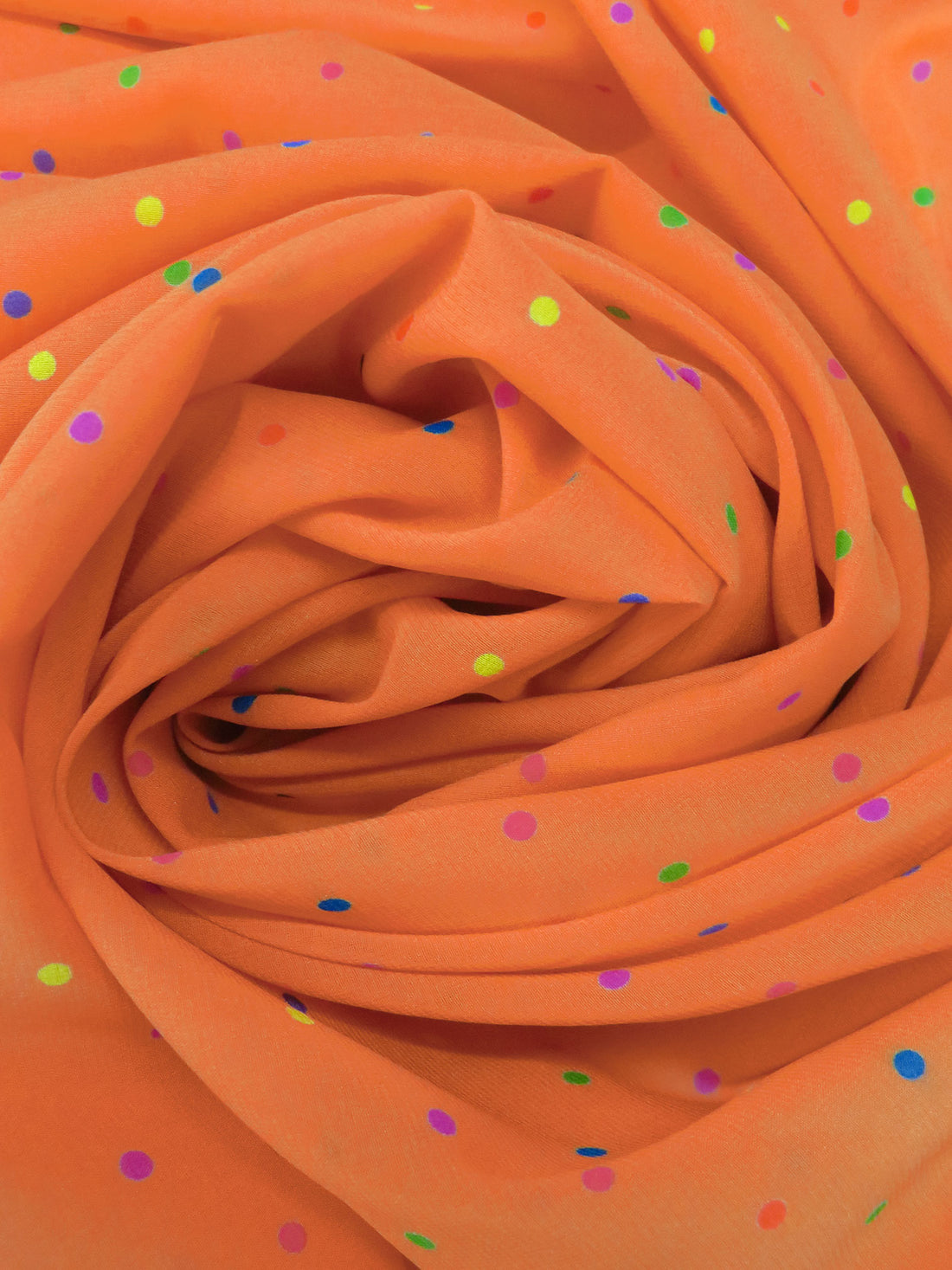 Mandarin Orange/Magenta/Green Apple/Multi Silk/Lycra Dot Print Stretch Chiffon - Ralph Lauren - 39W
